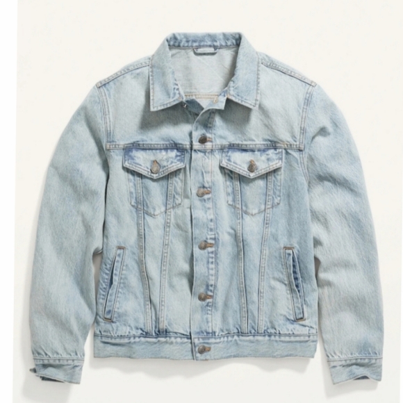 Old Navy Iconic American Flag Graphic Light Wash Unisex Jean Jacket - Picture 2 of 6